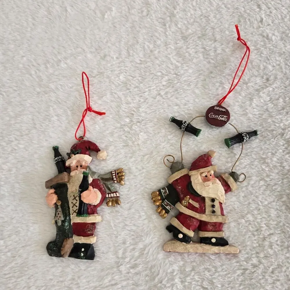 Vintage 1998 Coca-Cola Santa Christmas Ornaments Set of 4